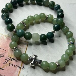 Green Aventurine Stone Bracelet Set